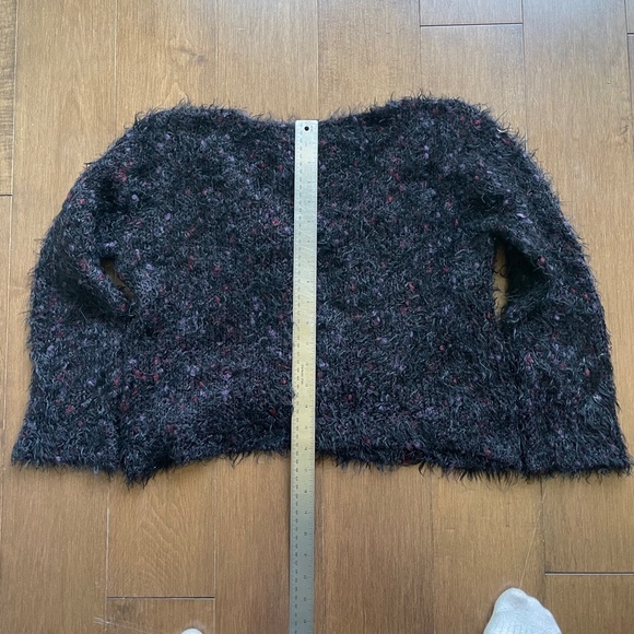 Soft Black Tinsel Knit Cropped Sweater Jacket - Picture 6 of 14